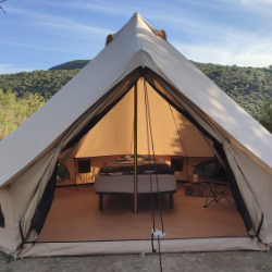Glamping Bell Tent for 1 guest with outside bathroom (€ 35,- per night)
